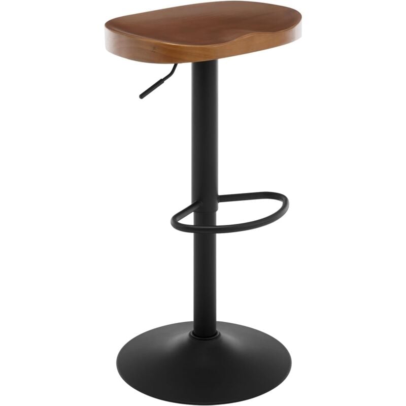 Woltu - Tabouret de Bar, Chaise de Bar, Tabouret Haut en Bois, Cadre en Métal, Réglable en Hauteur, Pivotant à 360°, Marron