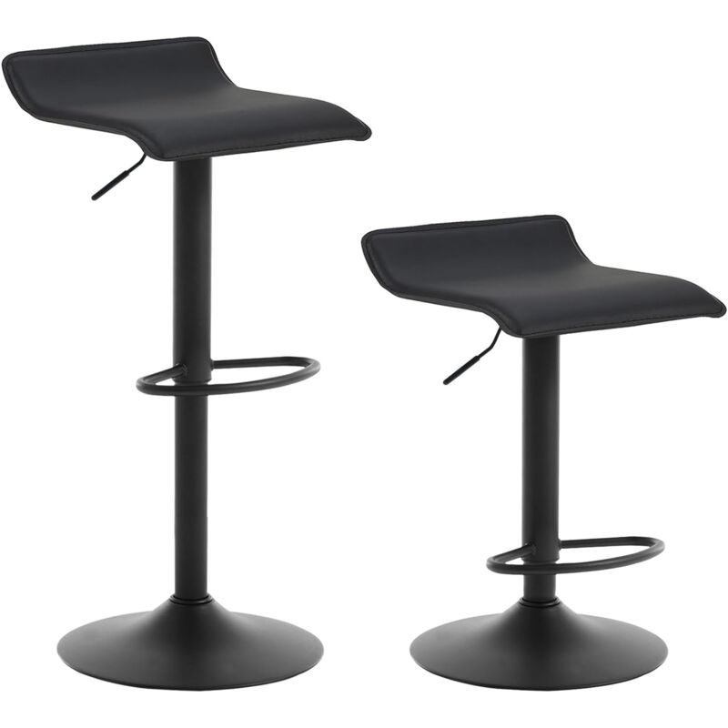 Lot de 2 Tabouret de Bar réglable en Hauteur Woltu Chaise de Bar, Rotatif à 360 Dégrées, Noir
