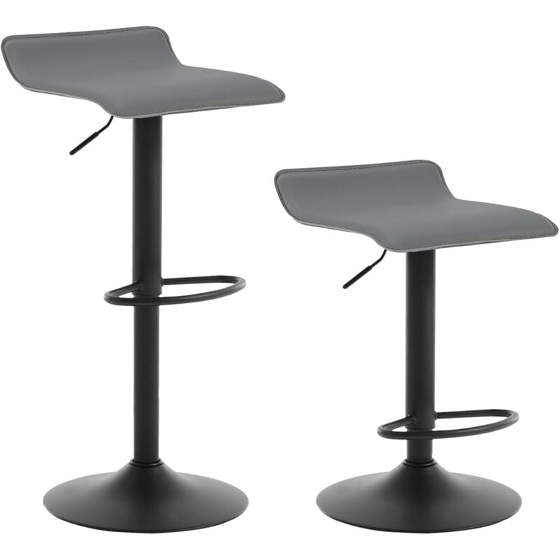 Woltu - Lot de 2 Tabourets de Bar en Similicuir avec Repose-pieds réglable en Hauteur, capacité de charge: 100kg, Gris