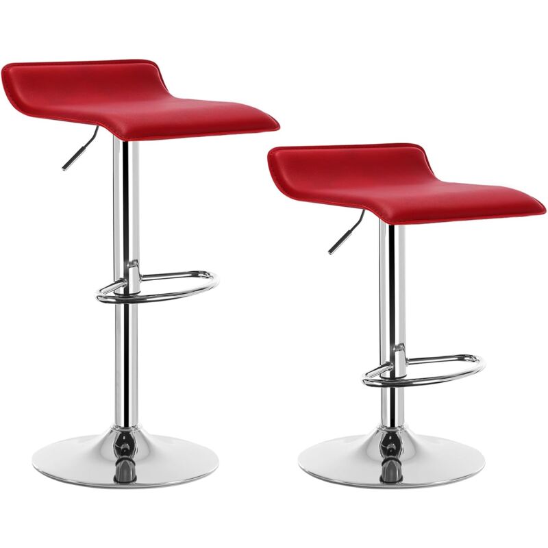 Tabouret de Bar Lot de 2 en Similicuir et Acier chromé, Tabouret réglable et Rotatif, Bordeaux - Woltu