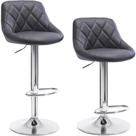 Woltu – Tabouret de bar lot de 2 – Hauteur réglable 60-82 cm – Siège en similicuir rembourré – Base en acier chromé – Rotatif 360°