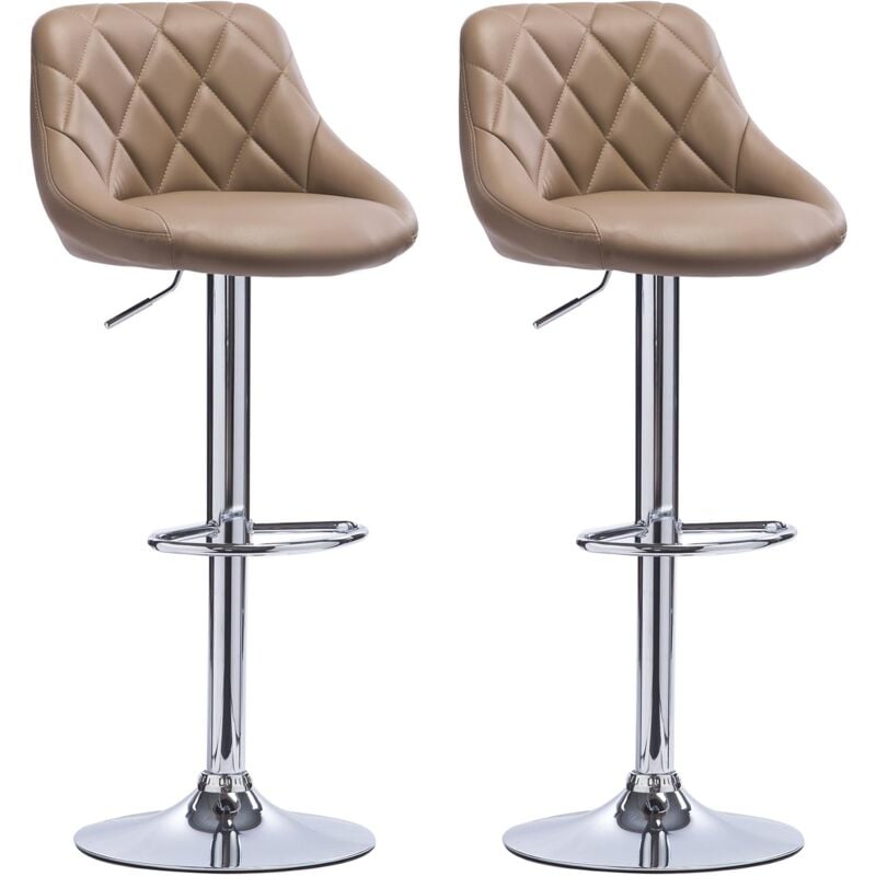 Woltu - Tabouret de bar en similicuir lot de 2 avec repose-pieds, hauteur réglable, 35x38x(84-106)cm