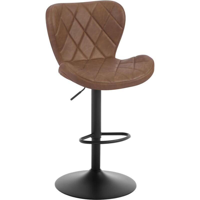 Woltu - Tabouret de Bar, Tabouret de Cuisine à Hauteur Réglable, Chaise de Bar Pivotante en Similicuir avec Repose-Pieds et Dossier, Marron