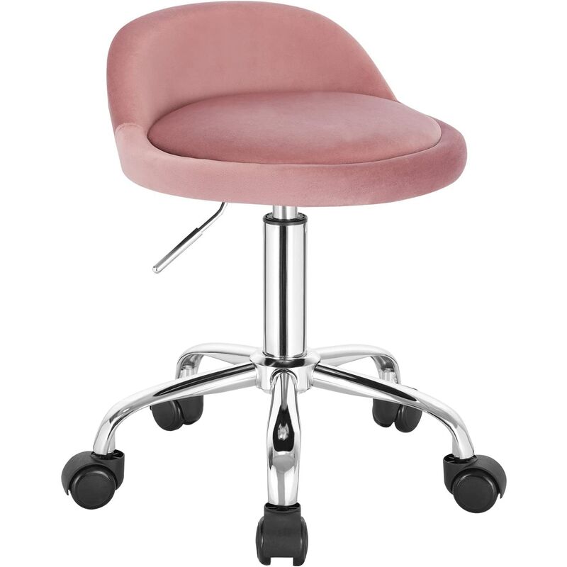 woltu - tabouret de bureau avec dossier. chaise d'ordinateur à roulettes. réglable en hauteur 43-54.5cm. rose - rose