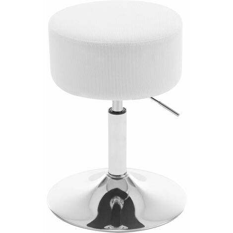 WOLTU Tabouret de Maquillage, Tabouret de Bar Rond en Velours Côtelé, 33, 5 x 33, 5 x 67 cm, Blanc
