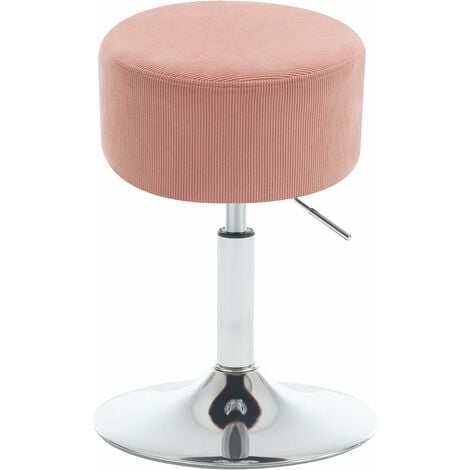 WOLTU Tabouret de Maquillage, Tabouret de Bar Rond en Velours Côtelé, 33, 5 x 33, 5 x 67 cm, Rose