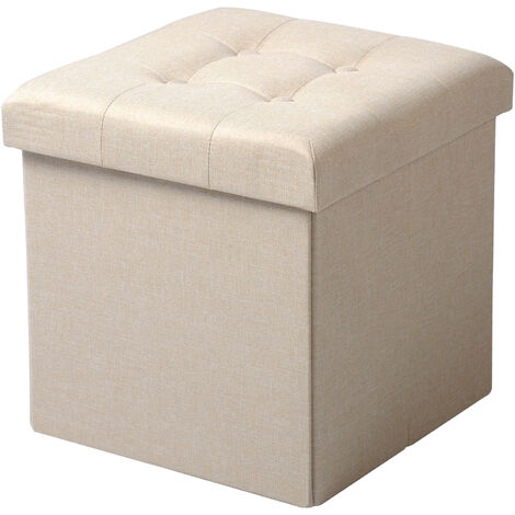 WOLTU Tabouret pouf coffre Boîte de rangement repose-pied cube.siège pliable et multifonctionnel 37.5x37.5x38cm.Gris Clair