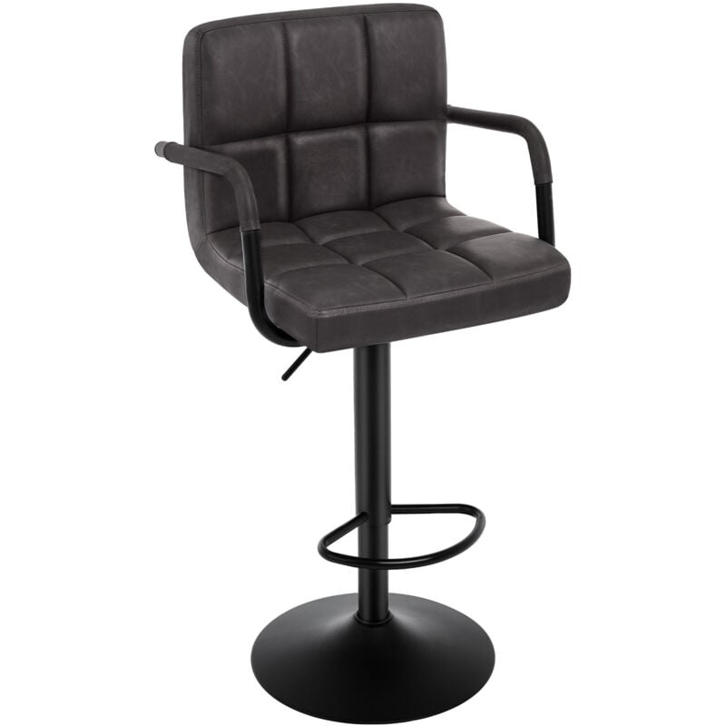 Woltu - Tabourets de Bar, Anthracite, Assise en Similicuir, Rotatif Réglable en Hauteur, Pied en métal