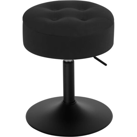 WOLTU Taburete de Terciopelo Pequeño Taburete de Bar con Tapa Extraíble Taburete de Desayuno Redondo Taburete de tocador para Almacenaje Altura Ajustable Entre Negro