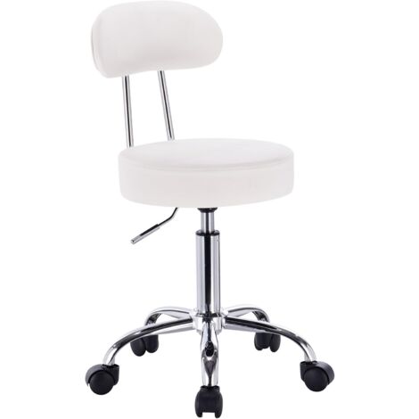WOLTU Taburete de Trabajo de 1 Pieza Giratorio Taburete de Silla giratoria Silla de Oficina con Respaldo de Altura Regulable en Blanco