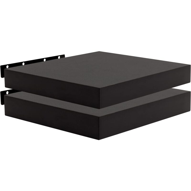 Woltu - tagère Murale, Étagère Suspendue, Étagère Murale Flottante en mdf, Lot de 2, Noir, pour Salon, Cuisine, Chambre, Salle de Bain etc