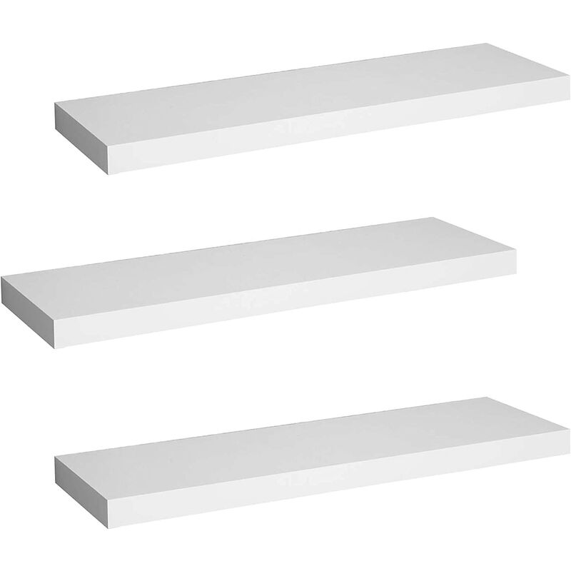 Tagère Murale, Étagère Suspendue, Étagère Flottante en mdf, Lot de 3, Blanc, pour Salon, Cuisine, Chambre, Salle de Bain etc - Woltu