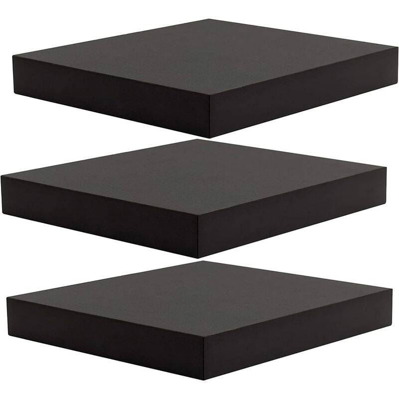 Woltu - tagère Murale, Étagère Suspendue, Étagère Flottante en mdf, Lot de 3, Noir, pour Salon, Cuisine, Chambre, Salle de Bain etc