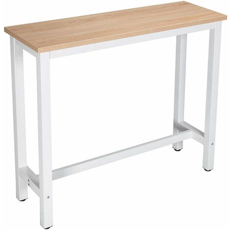 WOLTU Tavolo da Bar 120 cm Tavolino Cucina da Contatore Tavolino Alta da Caffè Rovere+bianco