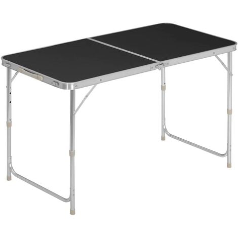 WOLTU Tavolo da Campeggio Pieghevole Portatile con Maniglia per Picnic Giardino Nero