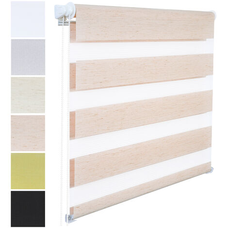 WOLTU Tenda a Rullo Doppio Oscurante per Interni Senza Foratura Avvolgibile Colore Naturale 90x150cm