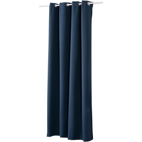 WOLTU Tenda Oscurante per Finestre con Occhielli per Camera da Letto. 1 Pannello Blu Scuro ,Tenda senza cinghie