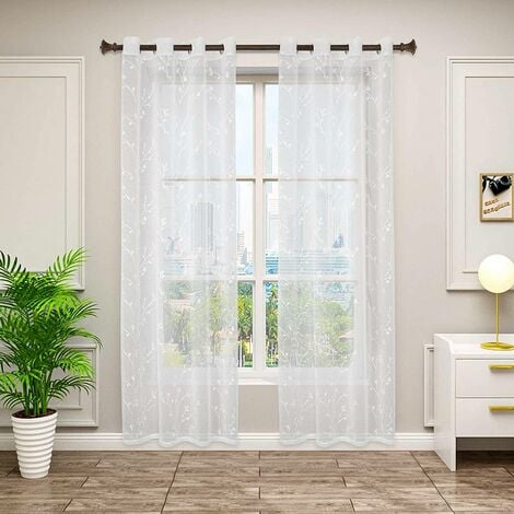 WOLTU Tende Trasparenti Senza Occhielli per Soggiorno Camera da Letto 2 Pannelli Voile Bianco 140x245cm ,Tenda senza cinghie