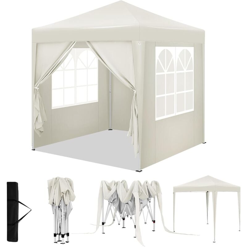 Woltu - Tonnelle de Jardin 2x2m, Tonnelle Pliante, Pergola, Barnum, Hauteur Réglable, Imperméable, Protection de uv, avec Sac de Transport, Beige