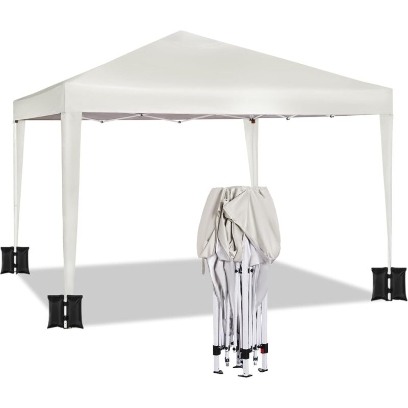 Tonnelle de Jardin 3x3m avec 4 Sacs de Sable Woltu Tente Pliante Auvent Pliable, Imperméable Protection du Soleil uv 50+ avec Sac de Transport