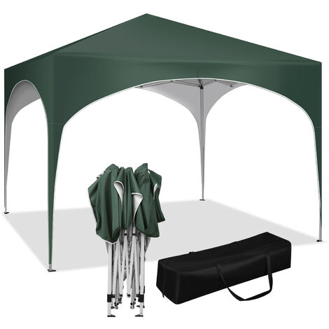 Woltu – Tonnelle de jardin 3x3m – Tente de fête pliable imperméable – Toit en demi-cercle – Structure en acier antirouille – Accessoires inclus