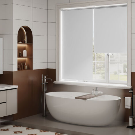 WOLTU Verdunklungsrollo innen ohne Bohren Rollo Thermorollo Verdunkelungsrollo Klemmrollo Verdunkelung Sichtschutz Sonnenchutz Seitenzugrollo für Fenster & Tür, 60x150cm, Schnurlos Weiß