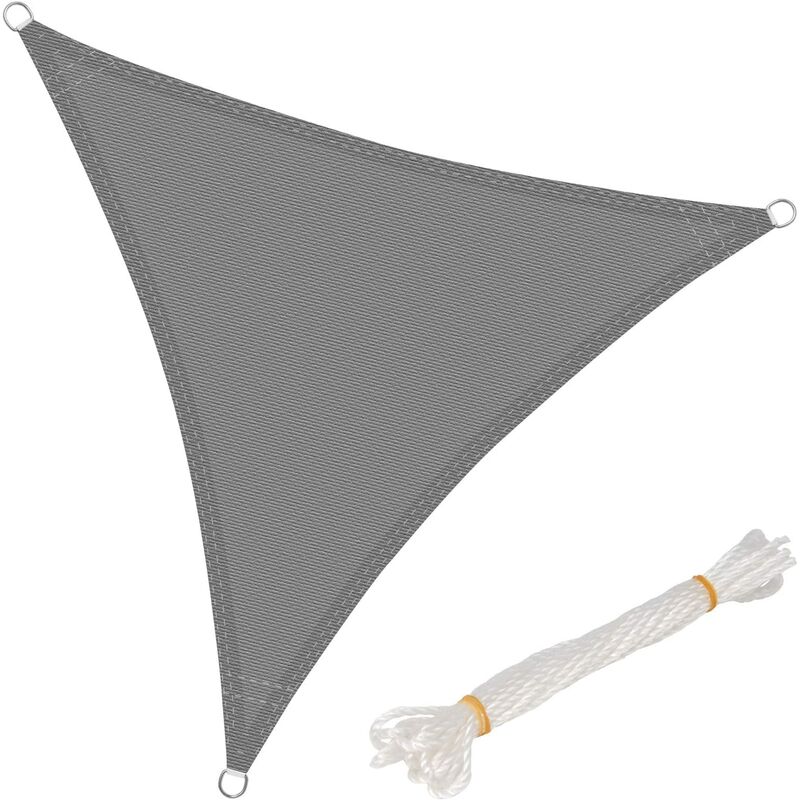 Woltu - Voile d'ombrage triangulaire en hdpe. protection contre le soleil avec protection uv pour jardin ou camping.4x4x4m Gris