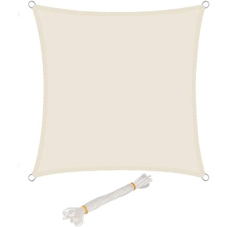 WOLTU Voile d'ombrage carré en polyester. protection contre le soleil avec protection UV pour jardin ou camping.4x4 m. Crème