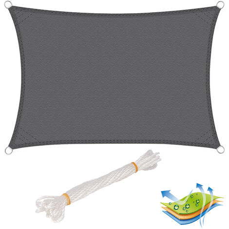 WOLTU Voile d'ombrage rectangulaire en polyester.protection contre le soleil avec protection UV pour jardin ou camping.2x3m Gris