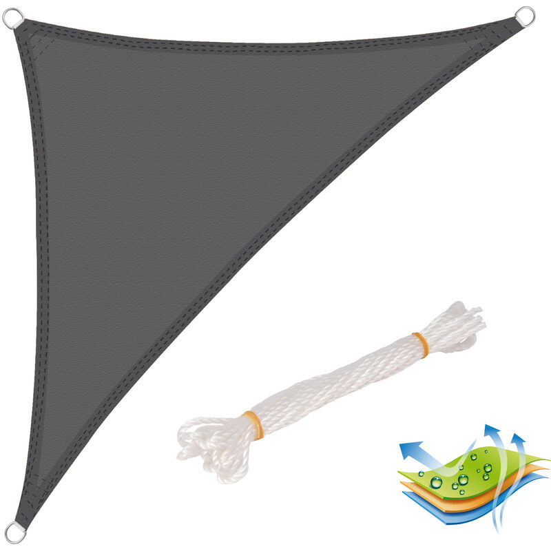 Voile d'ombrage triangulaire en polyester. protection contre le soleil avec protection uv pour jardin ou camping.3x3x4.25m. Gris - Woltu