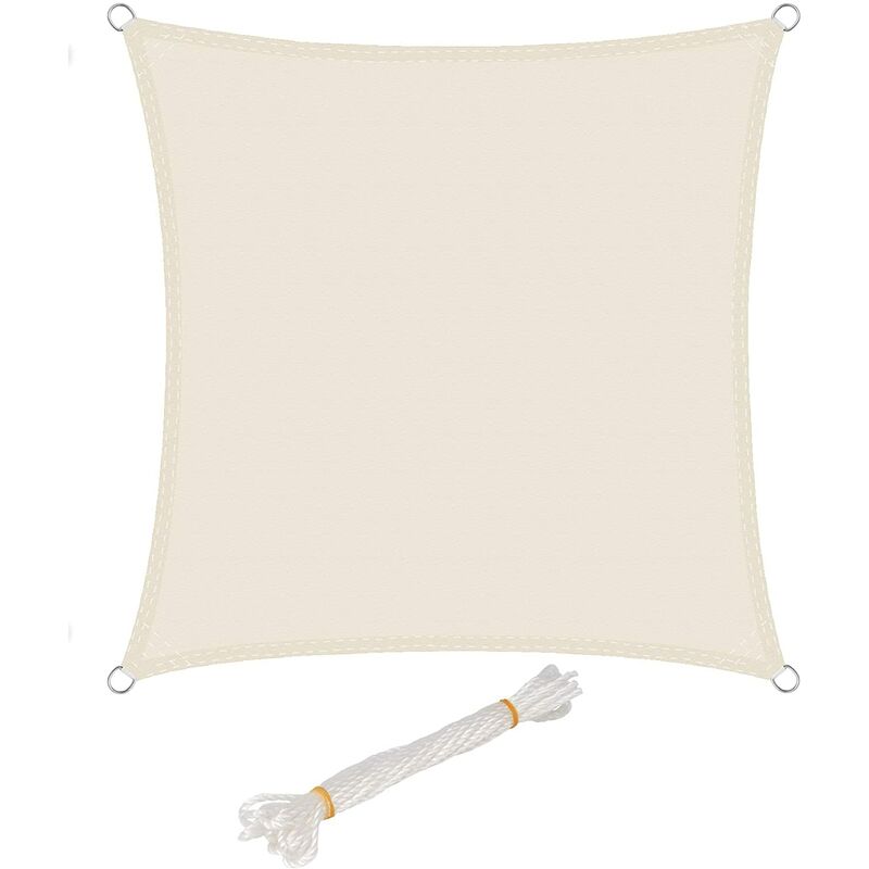 WOLTU Voile d’ombrage carré en polyester. protection contre le soleil avec protection UV pour jardin ou camping.4x4 m. Crème