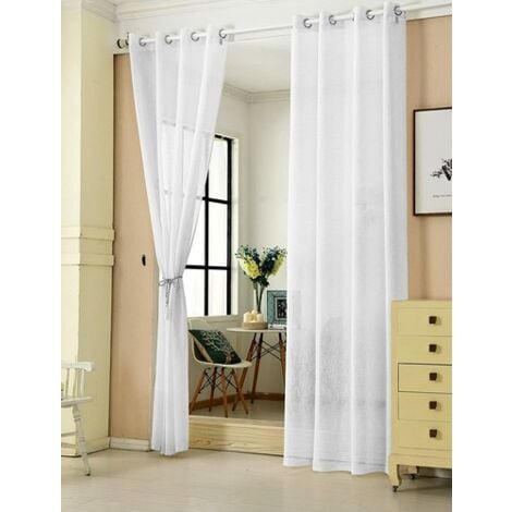 WOLTU Voile Tenda Fineste Trasparente con Occhielli per Camera da Letto 2x Bianco ,Tenda senza cinghie