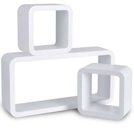 Wandregal Cube Regal 3er Set Würfelregal Hängeregal, Quadratisch Schwebend Design