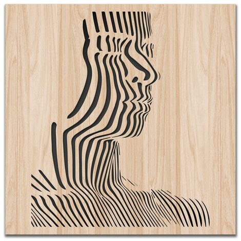 WOMAN PROFILE - Quadro arredo LASERCUT composito Legno e PVC  60x60cm
