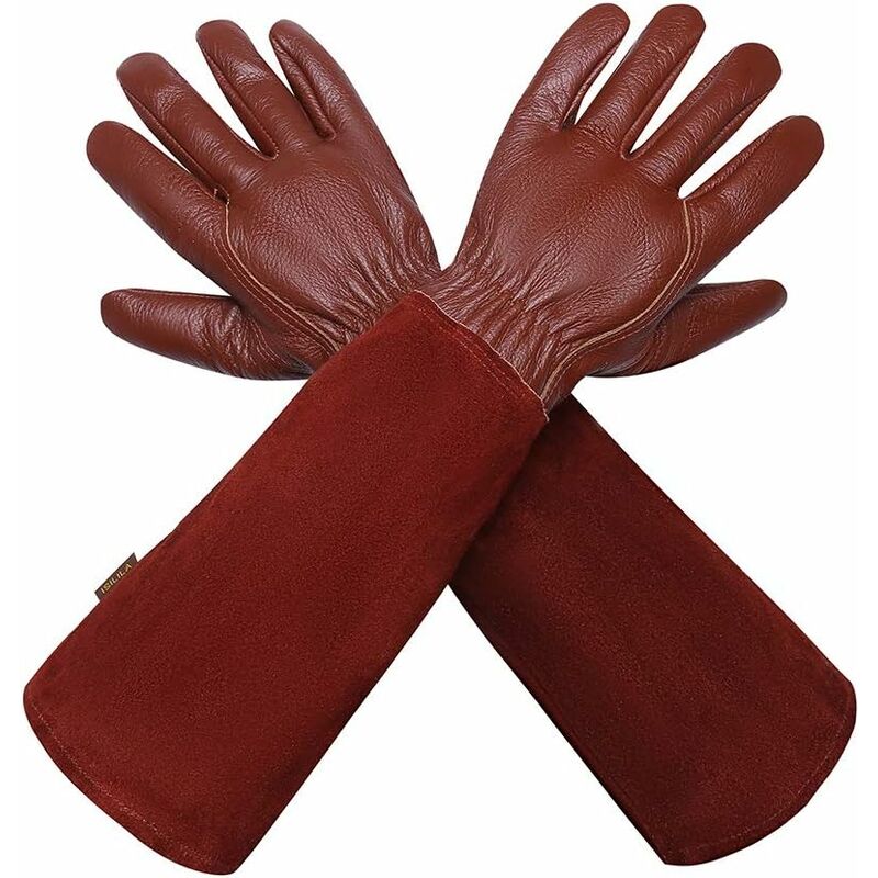 Leather Gardening Gloves for Women and Men, Breathable Rose Pruning Gloves with Stab Resistant Gloves, Durable Leather Long Sleeve Garden Gloves for