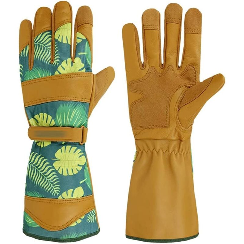 Womens Gardening Gloves with Grain Leather for Yard Work Rose Pruning and Daily Work Perfect Fitting Women Long (Color : Yellow, Size : As shown)
