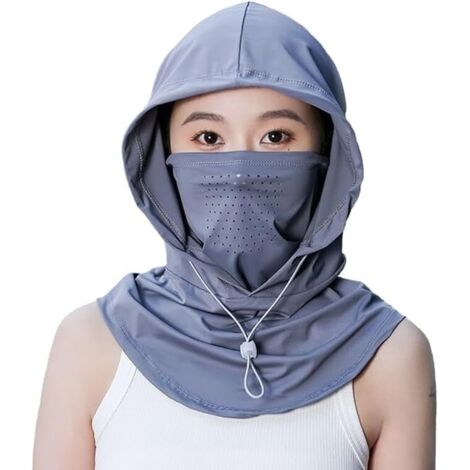 Women's UV-protective balaclava hat with neck protection and face shield, suitable for cycling, traveling and outdoor activities - dark gray