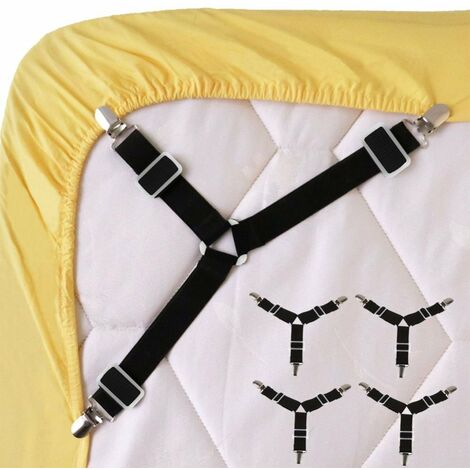 Wommty 4 pezzi con lenzuolo regolabile triangolo cinghie elastiche bretelle Gripper Holder Clip per lenzuola, fodere per materasso, divano, cuscino e cuscino per sedia