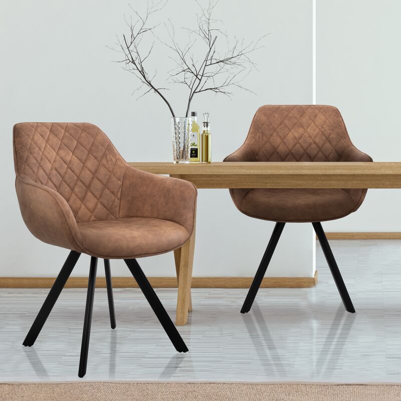 

2x Sillas de comedor sillon terciopelo mocca asientos patas de metal - Womo-design