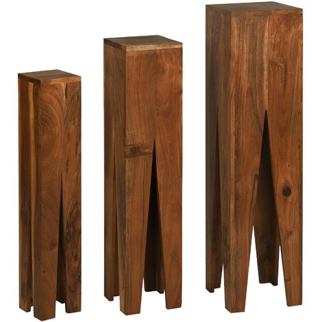 Braun Podest Säule Dekosäule aus Recycling Holz 100 cm hoch 