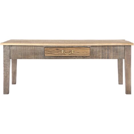 WOMO-DESIGN Mesa auxiliar madera maciza mesita centro salón Sao Paulo 117x70 cm