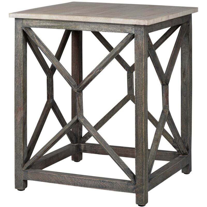 

Mesa café axuliar oriental gris madera maciza Florencia 45x45x55cm - Womo-design