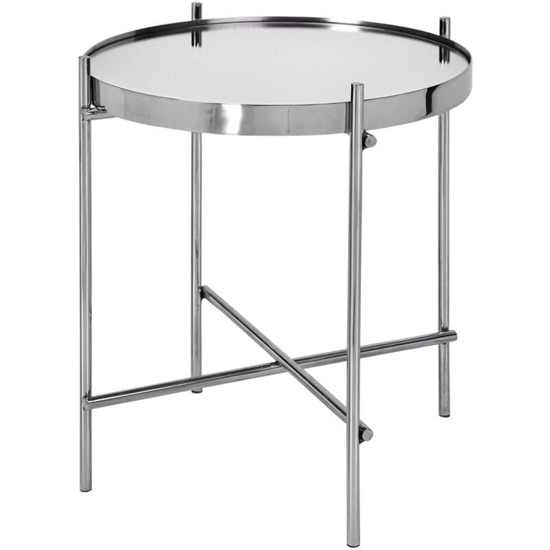 

Mesa de centro con tapa cristal insertada tablero plateado Ø 43 cm ® - Womo-design