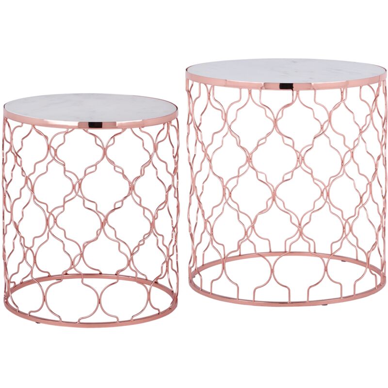 

Mesa de centro con tapa de mármol insertada tablero blanco 2 uds. ® - Womo-design