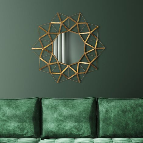 WOMO-DESIGN Miroir Mural Rond Design Buenos Aires Ø 75 cm en Verre avec Cadre Métallique Doré Style Industriel Miroir Décoratif d'Entrée Maquillage Coiffeuse pour Salon Salle à Manger Couloir Chambre