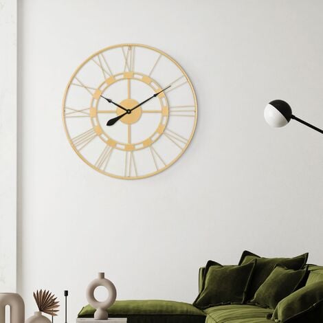 Relaxdays Orologio da parete cucina XL stile vintage, analogico, silenzioso  dal design romantico, diametro 56 cm bianco