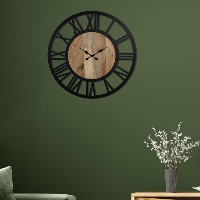 

Reloj de pared redondo hierro y madera negro retro Nibelheim Ø 76cm WOMO-DESIGN®