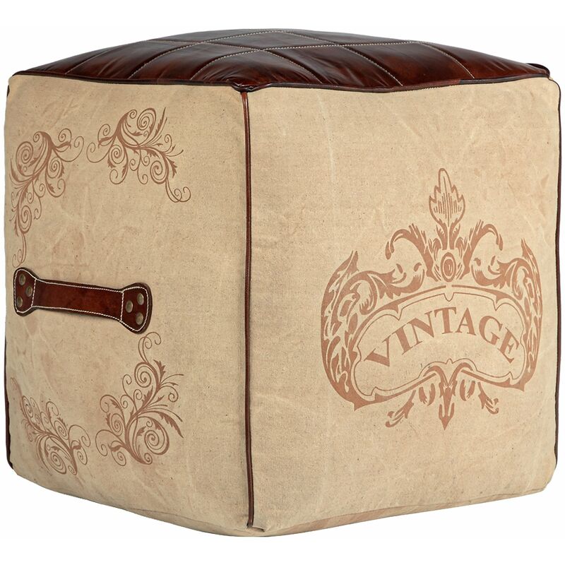 

Taburete cuadrado asiento otomano cuero puf cubo Louisville 45 cm ® - Womo-design