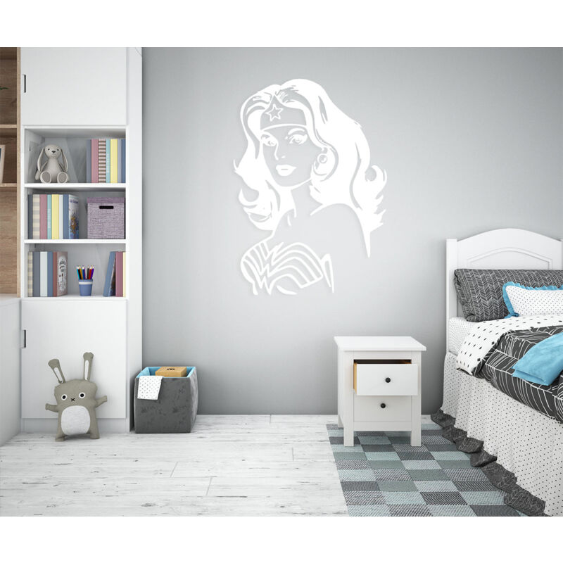 Image of Wonder woman - Adesivo murale wall sticker in vinile 55x80 cm - Colore: bianco