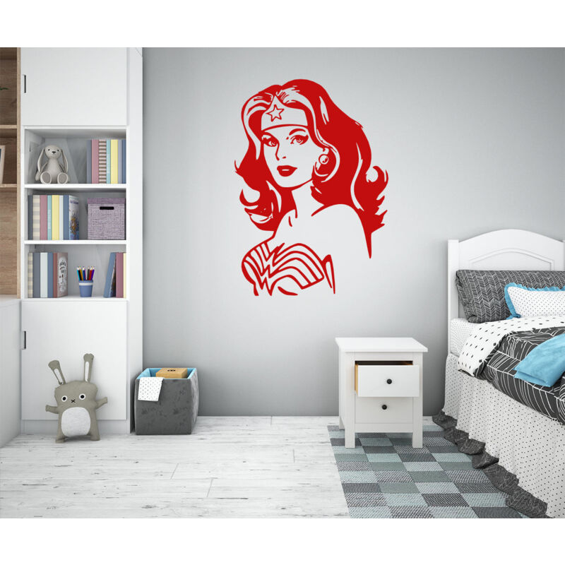 Image of Signorbit - wonder woman - Adesivo murale wall sticker in vinile 55x80 cm - Colore: Rosso